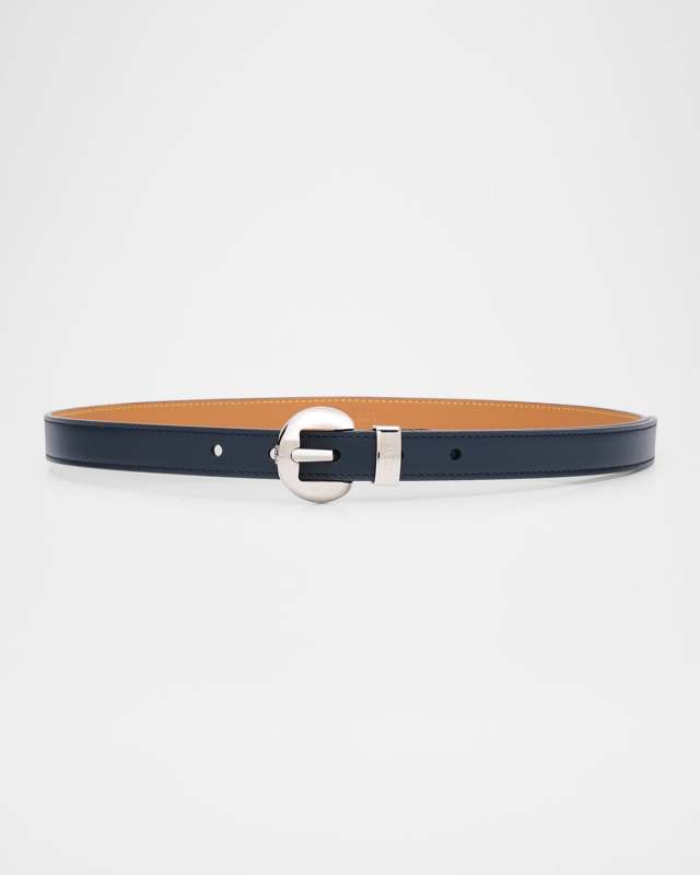 Pebble Leather Skinny Belt